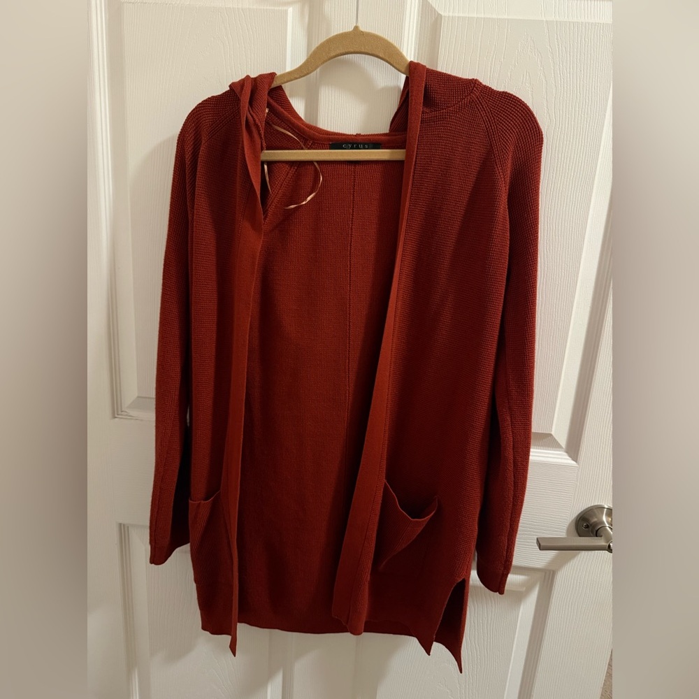 Cyrus Rust Cardigan with Hood